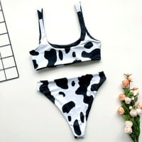 Kupaći kostimi Rovga za žene ženska visoka kontrastna krava tiskana cijev top split bikini set kupaći