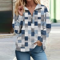 GDFUN s dugim rukavima s dugim rukavima za žene Retro tiskanje Grafičke majice Bluze casual vrhovi Pulover