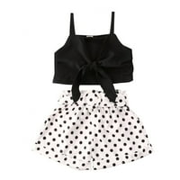 Toddler Kid Girls Strap Top + Polka Dot Shorts Summer Outfit Odjeća Dva postavljena 1- godina