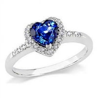 Harry Chad Enterprises 1. CT Heart Cut Cheylon Blue Sapphire Okrugli dijamantni prsten, zlato - veličina