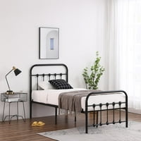 Itoporoad metalni krevet za krevet Vintage čvrsta dvostruka veličina s uzglavljem i madrac za podlogu za podlogu nije potreban Bo Spring