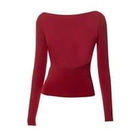 Pxiakgy ženske modne čvrste košulje bez leksa gornji kratki rukav kratki kratki top crveni + m