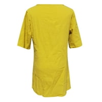 Jsaierl Womens Pamučne majice Ljeto Ležerne prilike kratkih rukava Slatka print V rect majice Prozračne trendi bluze