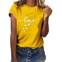 Zodggu Trendy Bluze za žene za žene Crew Crt Love Print Pas Paw Ispiši Valentinovo, Ležerne prilike