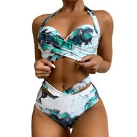 Caveitl bikinis za žene, kupaće kostimi za žene Havajski tropski print plivaju CAMI grudnjak i ruffles