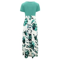 Haljina za žene, ženski ljetni kratki rukav labav cvjetni print High struk casual boho labav dugačka