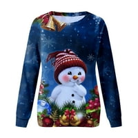 Gotyou Womens Božićne runo, zimske grafičke majice s dugim rukavima, Ležerne prilike, pulover za print