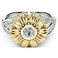 Fledorashia majke Dan darove prstenovi izvrsne žene dva tona srebrna cvjetna prstena okrugla dijamant