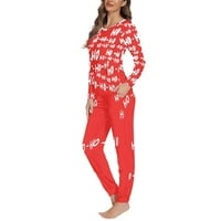 Binienty Božićne pidžame za žene Postavite HO Print Ruly Jesen Zima Xmas Party Nosite vrhove dugih rukava s dugim hlačama sa džepovima sa džepovima Crew majice Friend-Duljine dukserice 4xl