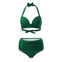 Aaiyomet New Split kupaći kostim ženski modni sakupljaju grudnjak BIKINI BRA i set suknje, zeleni xxl