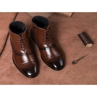 Zodanni Muškarci Dress Boint Side Zip gležanj Boot čipka Up Brogue cipele Ležerne kožne cipele za cipele