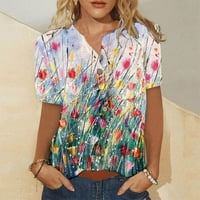 Cacommmark Pi ženski vrhovi plus veličina košulja za čišćenje kratkih rukava Džepna bluza
