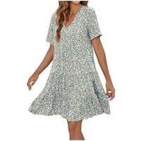 Olyvenn Flash Pick Midi Haljine za žene Modne dame A-line haljina Ljetna sunčana haljina kratka rukava