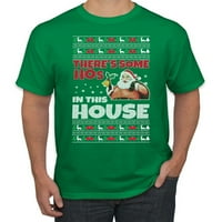 Postoji neki HOS u kući ružan božićni džemper muška grafička majica, mornarica, 4xl