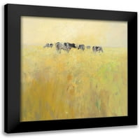 Groenhart, Jan Crni moderni uokvireni muzej umjetnički tisak pod nazivom - krave u proljeće