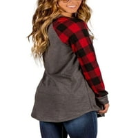 Ženska majica s dugim rukavima Buffalo Plaid Raglan spajanje casual tee dame leazure bluze