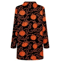 Symoidni ženski kaputi- Ležerni seksi modni Halloween tiskani kaput dugih rukava Cardigan bluza narandžasta