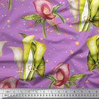 Soimoi ljubičasti pamučni dres tkanina, lišće i listove cvijeće tkanine otisci dvorišta široko