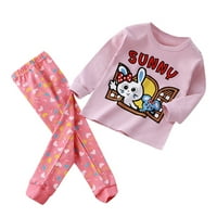 Djevojke dječake Outfit Set Toddler Soft Pajamas Toddler crtani otisci dugih rukava Kid odjeća za spavanje