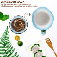 3D oblik cvijeća emajl keramičke kafe čaj za čaj i tanjur kašika porculanska čaša kreativna valentinovna