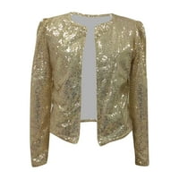 Labakihah zimski kaputi za žene, povremeni modni urbani sekcila šljokica pjenušava kardigan jakna zlato