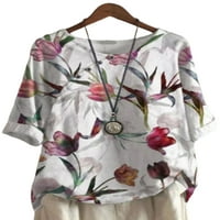 Niuer Dame Retro cvjetna bluza od tunike Žene kratkih rukava Casual T majice