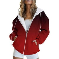 Ženski kaputi plus klirens veličine Kućni odmor Modni casual Halloween Print Zip Hood Dugi rukav džepna