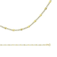 Čvrsti 14K žuti bijeli zlatni lanac FIGARO ogrlica od ogrlice od pave-žigosana veza dva tona