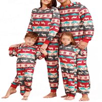 Cathery Božićna porodica koja odgovara pidžami za obitelj, crveni elk tiskani uzorak s kapuljačom jednodijelni