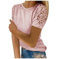 Ženski vrhovi kratki rukav čvrsta blusa Ležerne dame Modni okrugli dekolte Ljeto Pink XL
