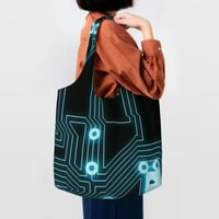 Ženska torba, povremene torbe velike kapacitete Kupovina ramena - plavi futuristički uzorak tehnologije