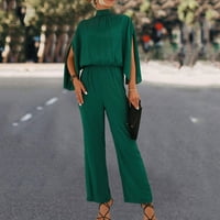 Mrat Atletičke hlače za žene Ljetni kombinuit dame moda casual tiskani stand-up ovratnik struk na otvorenom otvorenom stražnju kravatu ženski fit hlače zeleni xl
