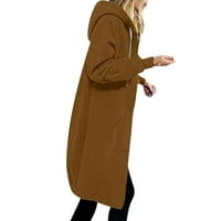 Plus jakne sa kapuljačom za žene Solid Boja puna rukava jesen zima zip up dugi kaputi Ležerne obloge