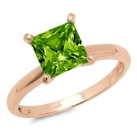 1. CT briljantna princeza Clear Simulirani dijamant 18k Rose Gold Solitaire prsten SZ 7.75