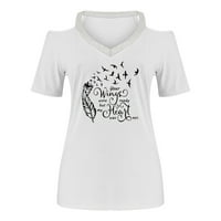Majica Dyfzdhu za žene Ljeto V izrez sa ramena DANDELION Print kratkih rukava Torp TOP bluza
