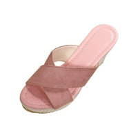 Daqian sandale za žensko čišćenje ljetne modne platforme visoke pete muffin dno konoplje konopce klizače
