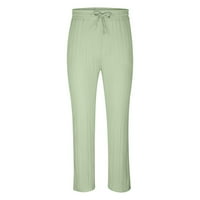 Penskeiy linen hlače muškarci casual elastični struk Stripe džepom pamučne panele panele hlače zelene