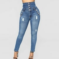 Sehao Women Fashion Jeans Fi Ripped Traans Plus size pantalone, plava m