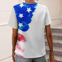 Jsaierl Dan nezavisnosti za žene Ljeto Loose Fit Short rukav majice Patriotske američke zastave Grafičke