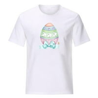 Uskršnje košulje za žene posade CAT Cute Egg Bunny Ispis kratkih rukava Tunic vrhovi ljetni odmor casual