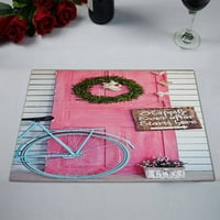 Valentine Weveat potpisan ploče drvena vintage ružičasta vrata placemat stolni mat mat mat, set od 2