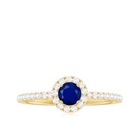 Rosec dragulji CT Blue Sapphire Angažman prsten sa dijamantnim naglaskom, 14k žuto zlato, SAD 12.00