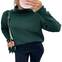 Ženska kornjača dugih rukava Ležerni pulover Pulover punog boja, labavi fit pletit vrhovi