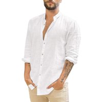 Muška ležerna majica dugih rukava s dugim rukavima na vrhu nagiba na vrhu majica velikog gumba, XL