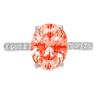 2.21ct ovalni rez crveni simulirani dijamant 18k Bijelo zlato Graviranje Izjava bridalne godišnjice