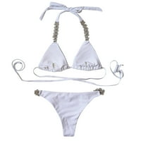 Žene Halter Handmade Diamond Jewel Bikini Set Dvodijelni kupaći kostimi s niskim strukom kupaći kostim