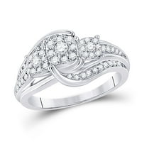 Ženska solidna 10KT bijela zlatna okrugla Diamond Cluster Bridal Vjenčanje zaručni prsten CTTW Veličina prstena 6