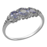 Britanci napravio je 10k bijeli zlatni prirodni tanzanite ženski prsten od ženskih žena - veličine opcija