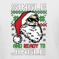 Divlji Bobby Santa Single i spreman za jingle božićne džemper žene Standardni V-izrez Tee, bijeli, veliki
