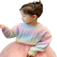 Dječje djevojke Rainbow maticolor okrugli džemperi za vrat Cardigans gradijentna boja dugih rukava s